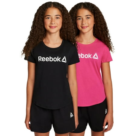 Reebok Girl’s Athletic Identity 2-Pack Short Sleeve T-Shirt, Sizes 4-18