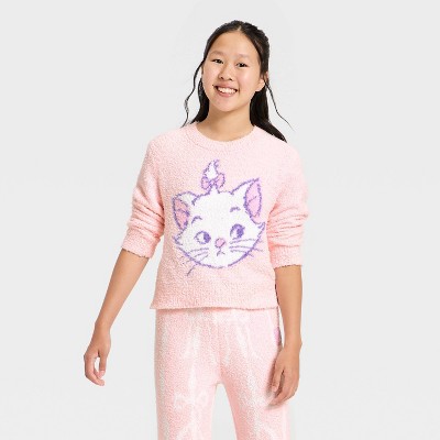 Girls' The Aristocats Marie Boucle Pullover Sweater - Light Pink XS