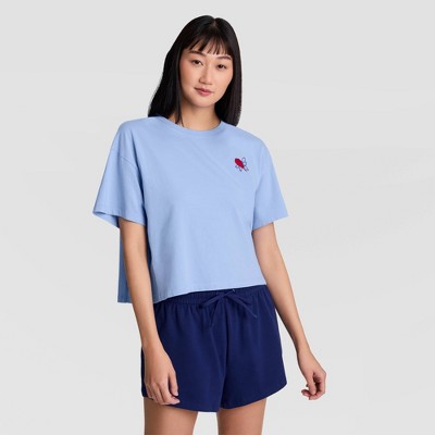 Champion Women's Iconic Cropped Short Sleeve T-Shirt - Light Blue M