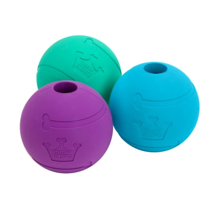 Chew King by Mammoth 3” Rubber Fetch Balls Dog Toy, Natural Rubber, Large, 3-Pack