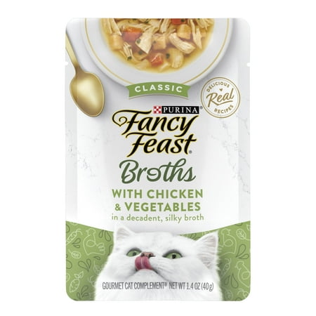 Purina Fancy Feast Broths, Wet Cat Food, Chicken & Veggies, 1.4 oz Pouch