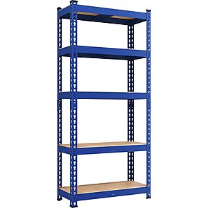 28" W x 12" D x 60" H Yaheetech 5-Tier Heavy Duty Storage Shelves (Blue) $35.25