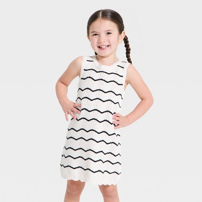 Toddler Girls' Striped Sweater Dress - Cat & Jack™ Cream 2T