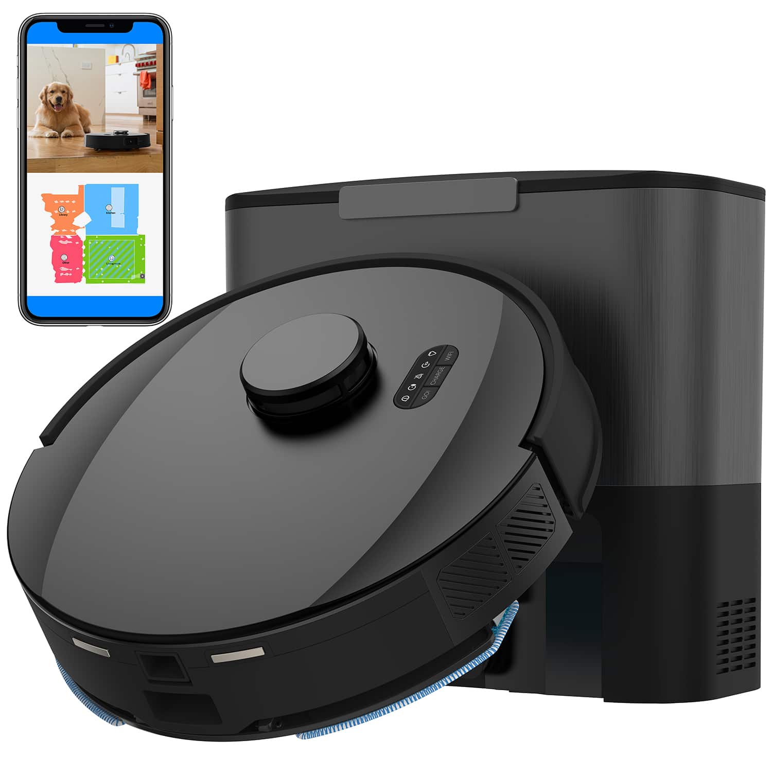 bObsweep - UltraVision Self-Empty Robot Vacuum & Mop, 180-Day Capacity, 8000 Pa Suction, Object-aware Tech - Carbon Steel