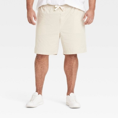 Men's Big & Tall 7" Pull-On Shorts - Goodfellow & Co™ Light Gray 3XL: Cotton Twill, Mid Rise, Drawstring Waist