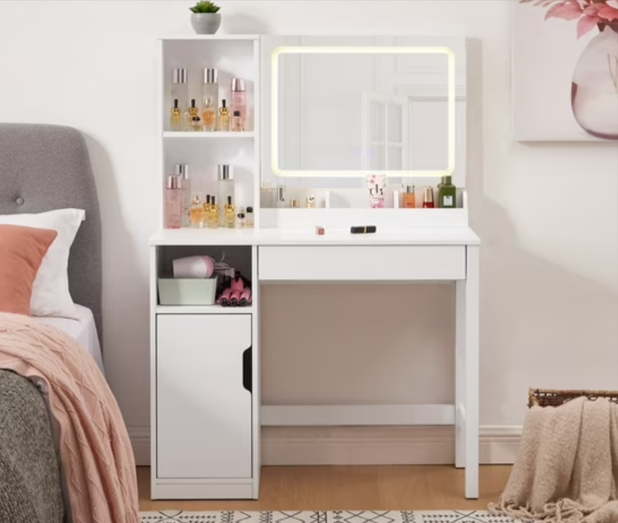 Mainstays Get Ready with Me Vanity Table w/ Lighted Mirror and Storage Walmart
