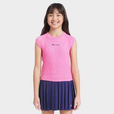 Champion Girls' Sleeveless Textured Knit T-Shirt - Pink L