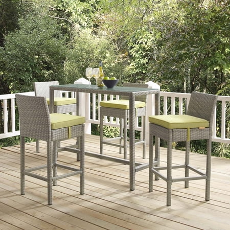 Modway Conduit Outdoor Patio Wicker Rattan Bar Stool Set of 4 in Light Gray Peridot by Modway