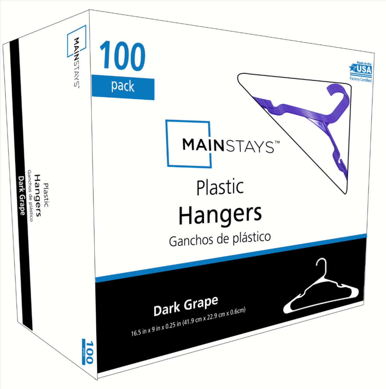100-Count Mainstays Plastic Notched Adult Hangers Walmart