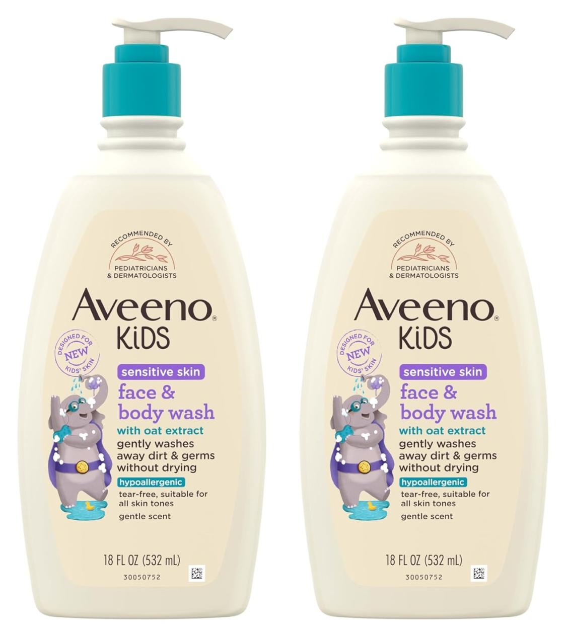 2-Pack 18oz Aveeno Kids Sensitive Skin Face & Body Wash Amazon