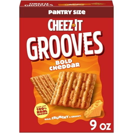Cheez-It Grooves Bold Cheddar Cheese Crackers, Crunchy Snack Crackers, 9 oz